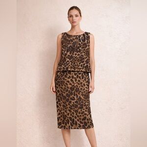 Lafayette 148 New York Leopard-Print Pencil Skirt in Brown and Black NWOT
